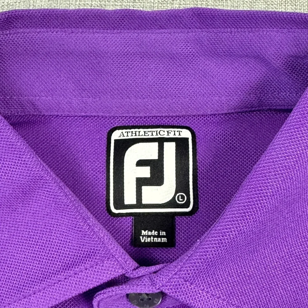 FootJoy Polo Shirt Mens L Purple Short Sleeve Striped Polyester‎ Collared Golf